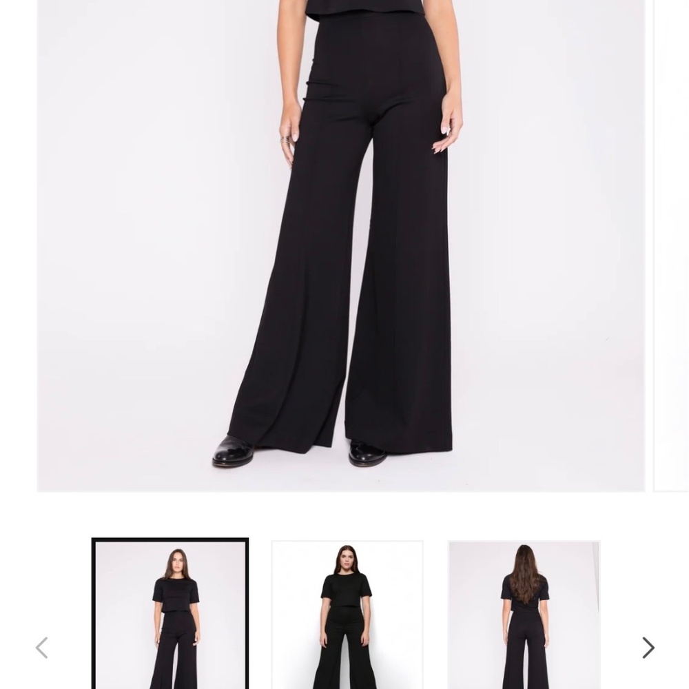 Ripley Radar BLACK PONTE KNIT WIDE LEG PANT - CROPPED